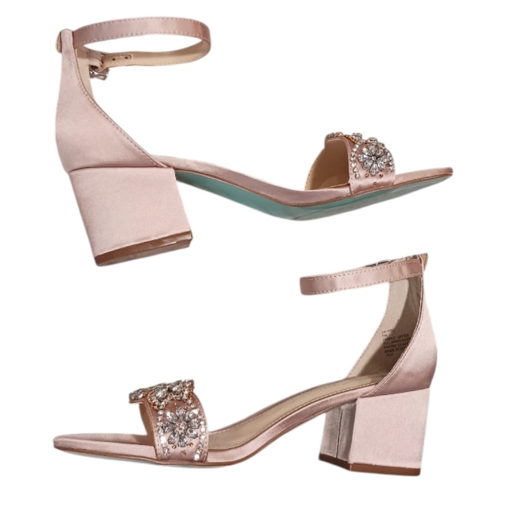 Betsey Johnson Mel Jeweled Satin Block Heel - Picture 3 of 12